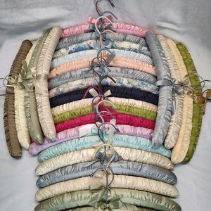 Vintage Padded Satin Boudoir Lingerie Clothes Hangers Multi Colors Lot of 26